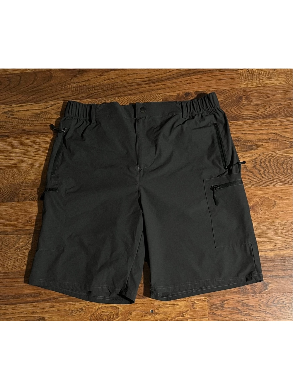 Black Cargo Shorts with Multiple Zippered Pockets Size XL